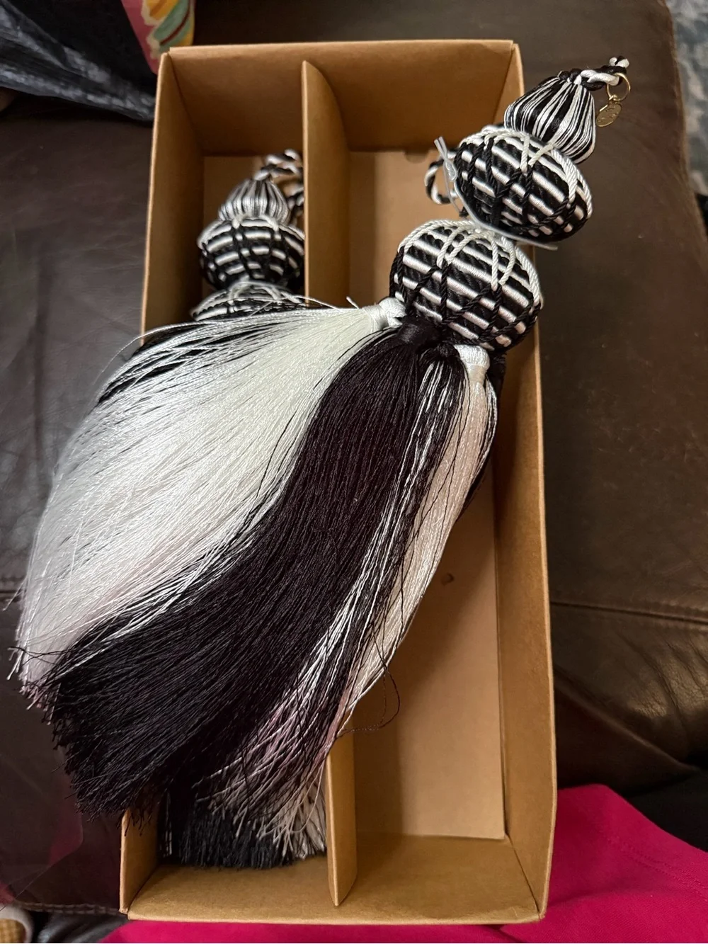 MacKenzie Childs Decorative Courtly Tassel in Black & White - Set